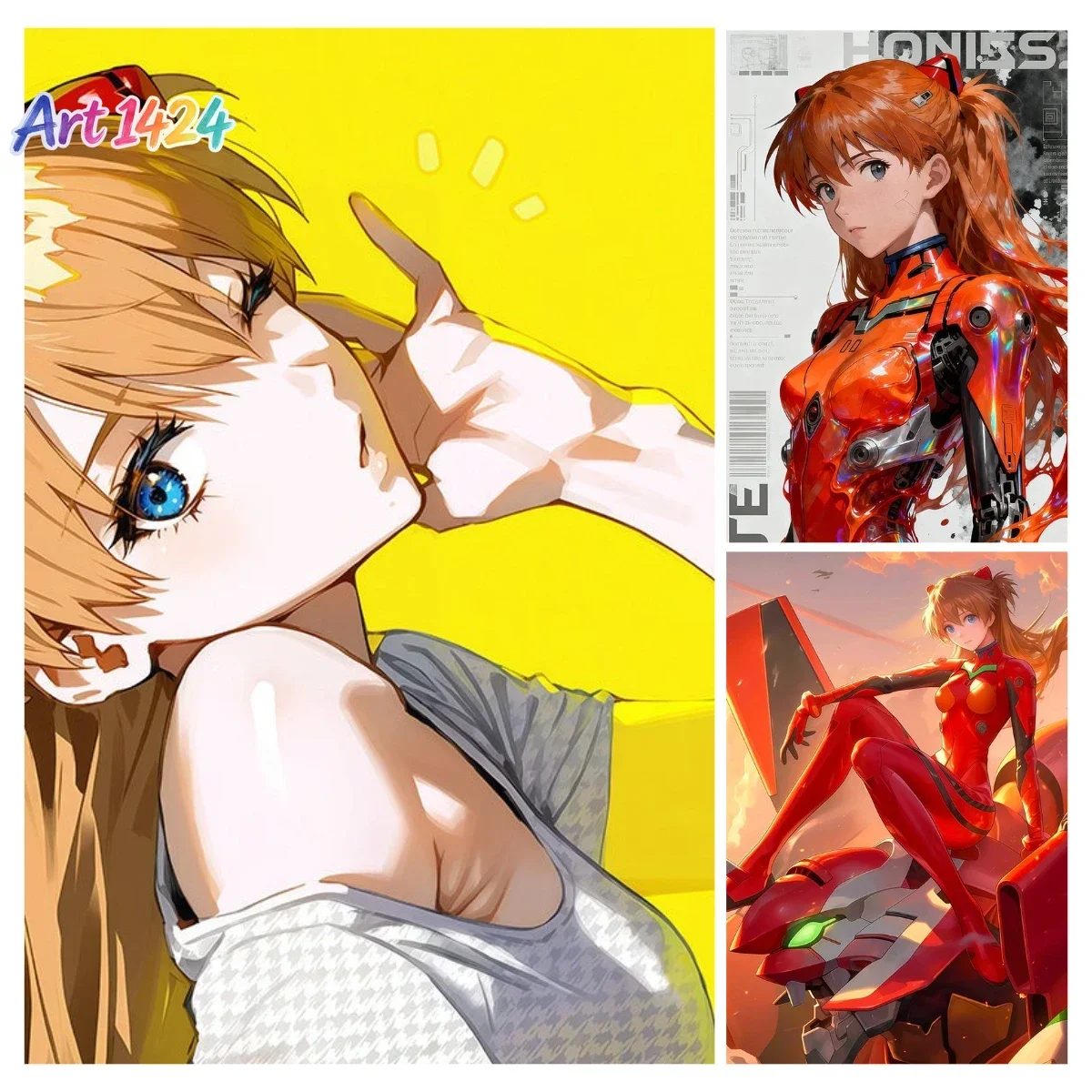 Anime Evangelion Asuka Ungerahmtes Leinwand-HD-Poster Wanddekoration für Schlafzimmer, Wohnheim, Wohnzimmer, Spielzimmer
