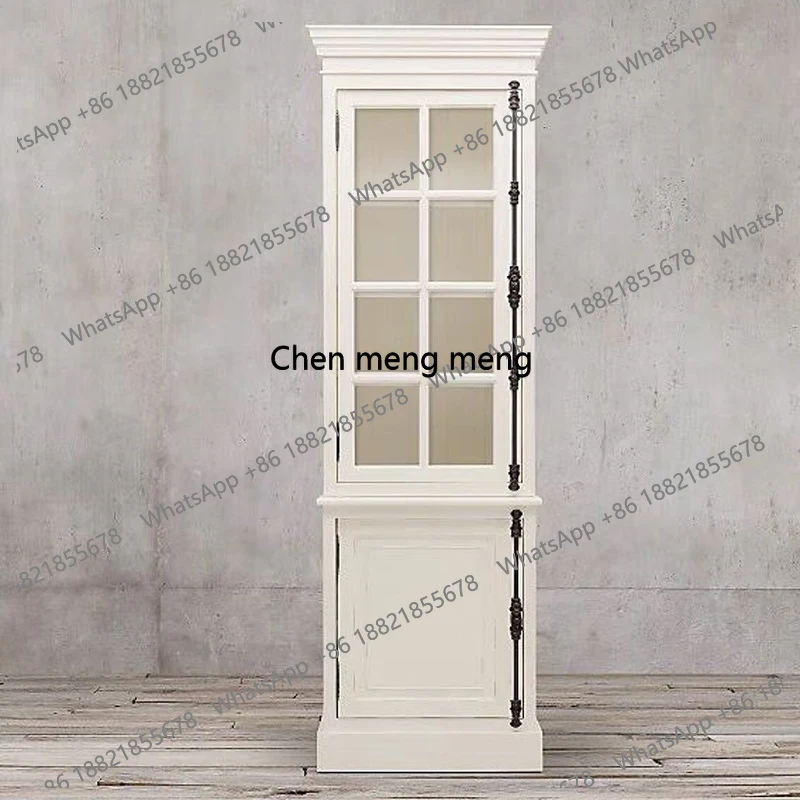 

Solid wood wine cabinet glass door bookcase dining side cabinet, old and complete single door bookcase