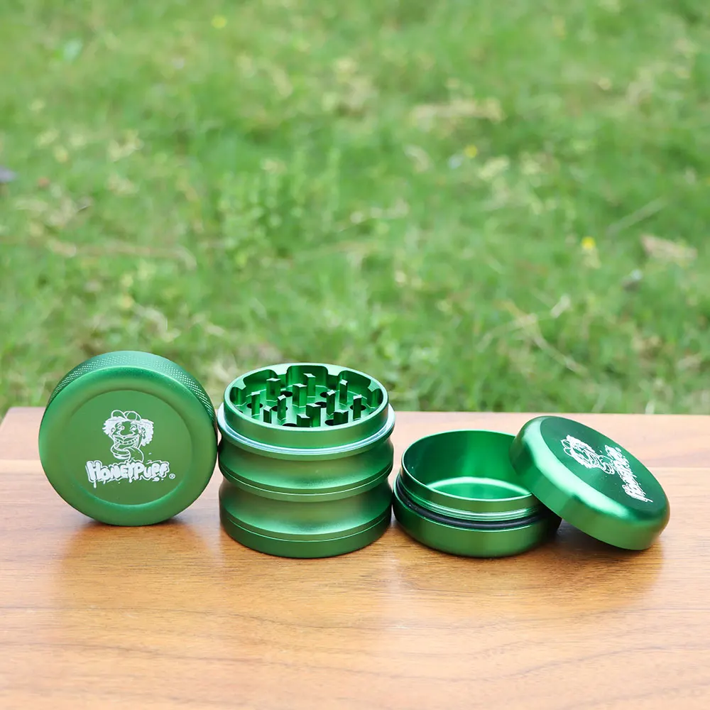 HONEYPUFF 56mm 4 Layers Aluminum Herb Metal Spicy Grinders+Aluminum Herb Container Ceramic Metal Portable Stash Jar Pill Box