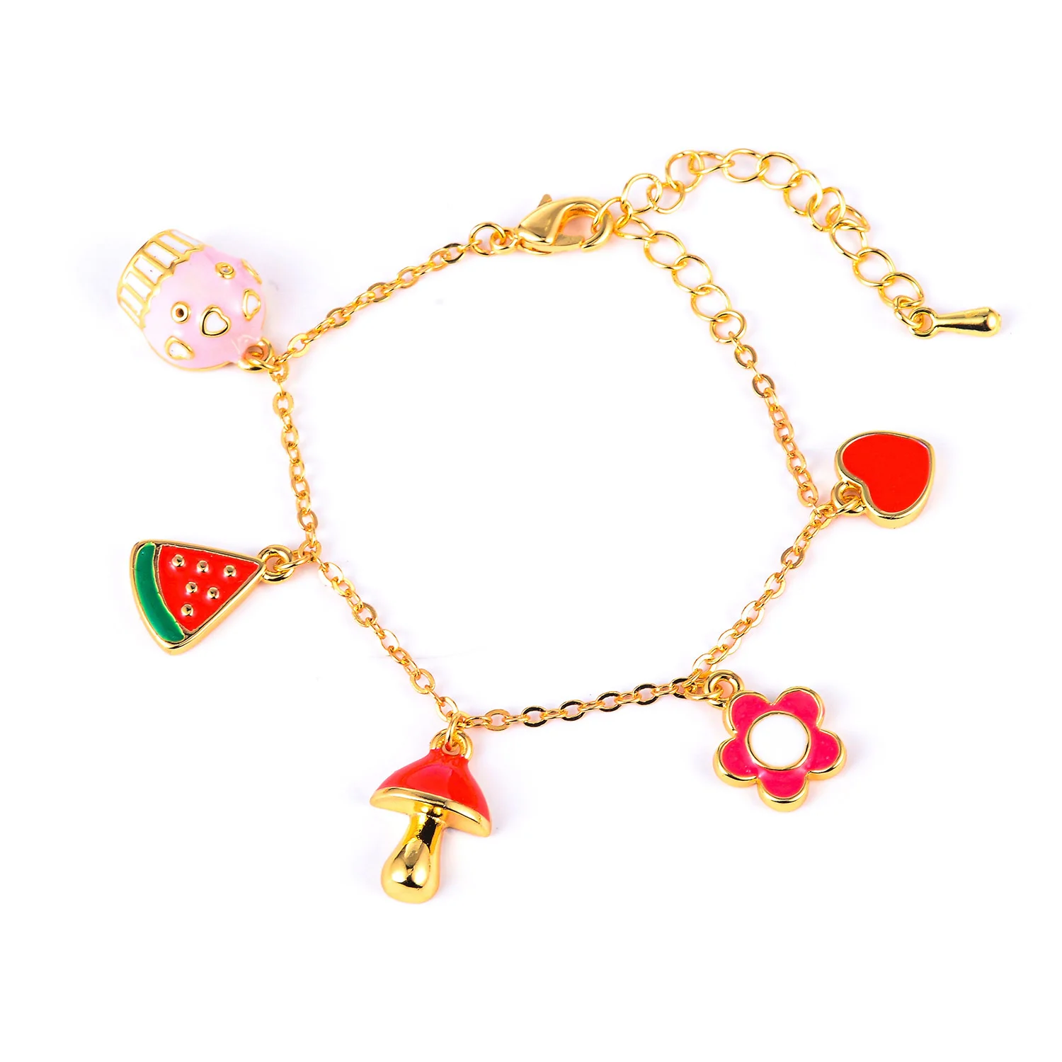 Heart Love Chain Adjustable Bracelet Gift Trend Fashion Kid's Jewelry Gift for Girl  Drop Shipping