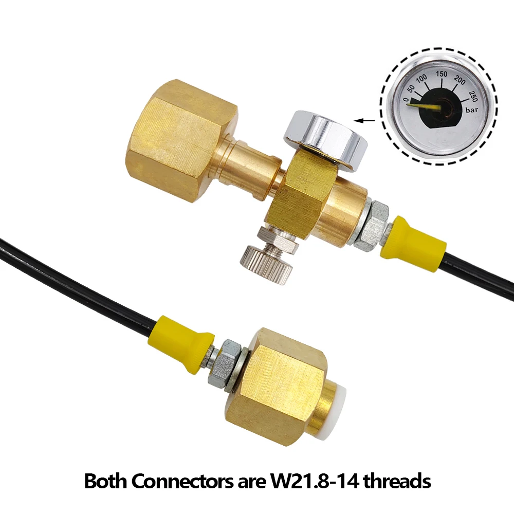 Imagem -04 - Estação de Recarga de Co2 e Tanque de Argônio Transferência de Carga Co2 Tanque Estação de Transferência 1.5m 5ft Mangueira W21.814 com 250bar Calibre Bomba Rpv Adaptador