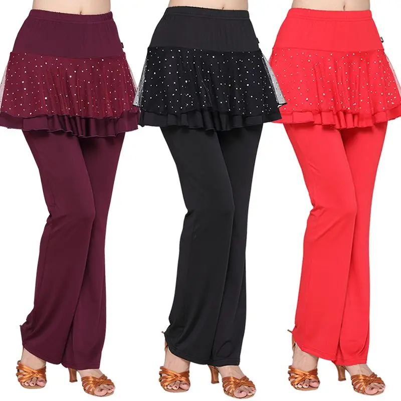 New Square Dance Costume Skirt Pants Adult Women Summer Milk Silk Dance Pants Practice Performance Clothing Trousers