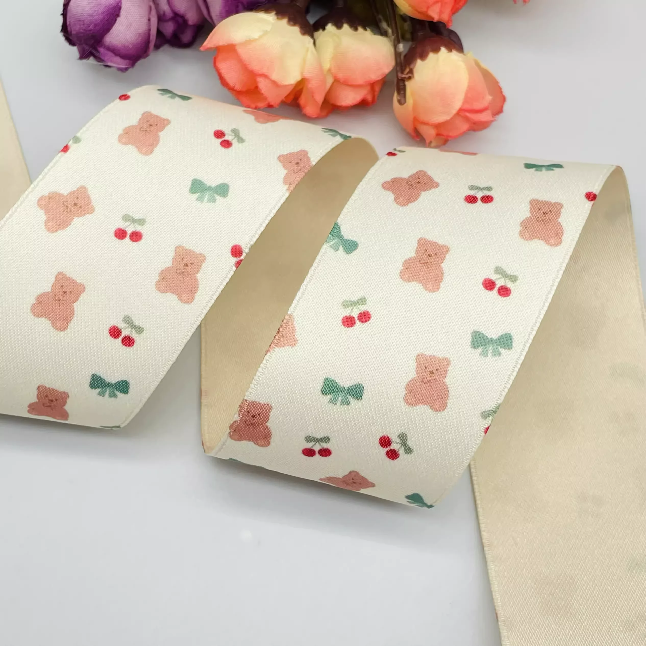 AB face flower 5Yards38mm ribbon DIY handmade material Headwear for hair bows clothing shoesaccessories 240612