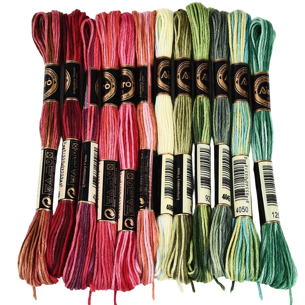 Fil à broder 6 brins de 105 yards, fils de couleur variée en polyester pour la broderie artisanale de Noël