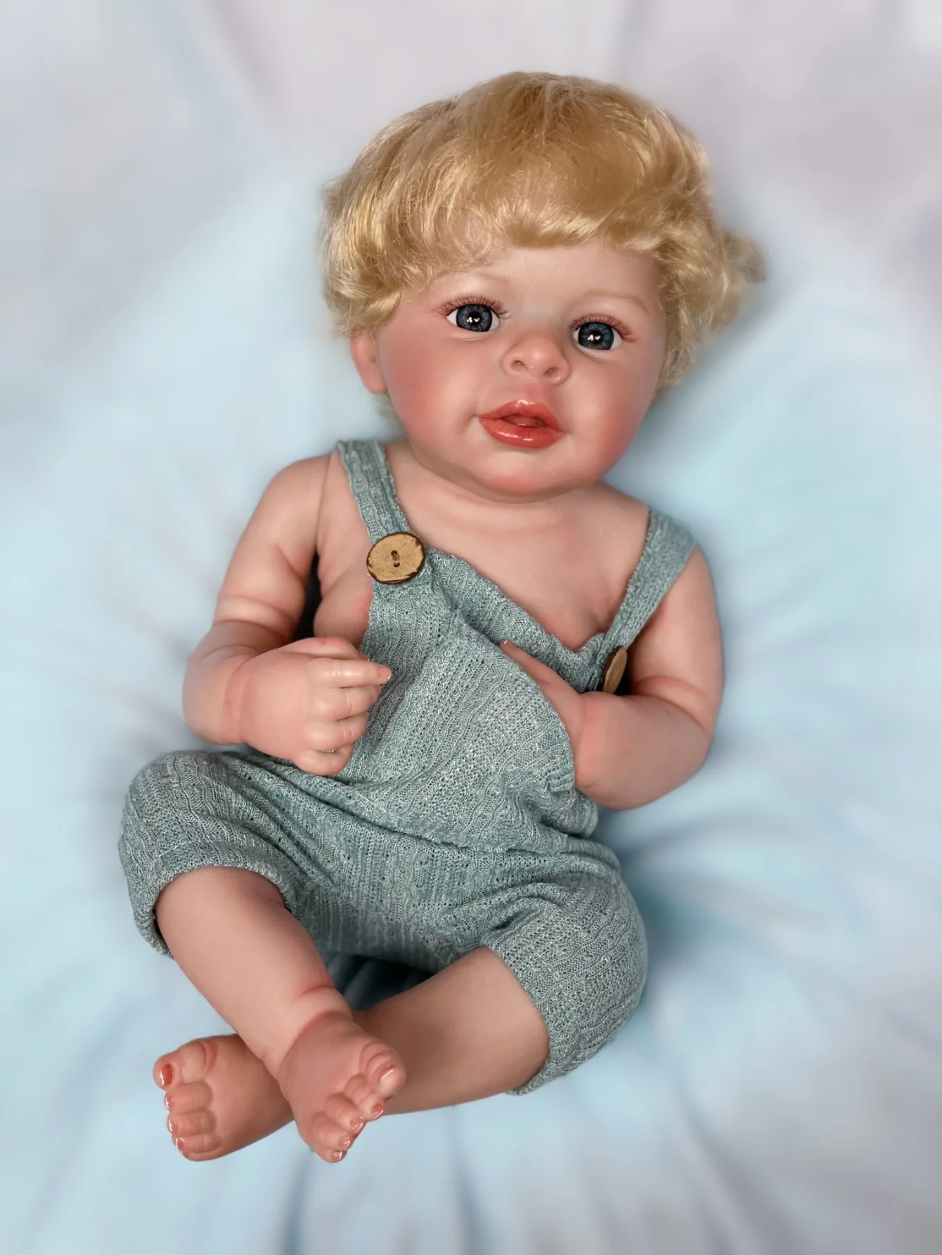 18 Inch Full Body Silicone Reborn Boy Doll 3D Painted Skin With Rooted Hair Newborn Baby Doll For Children Gifts