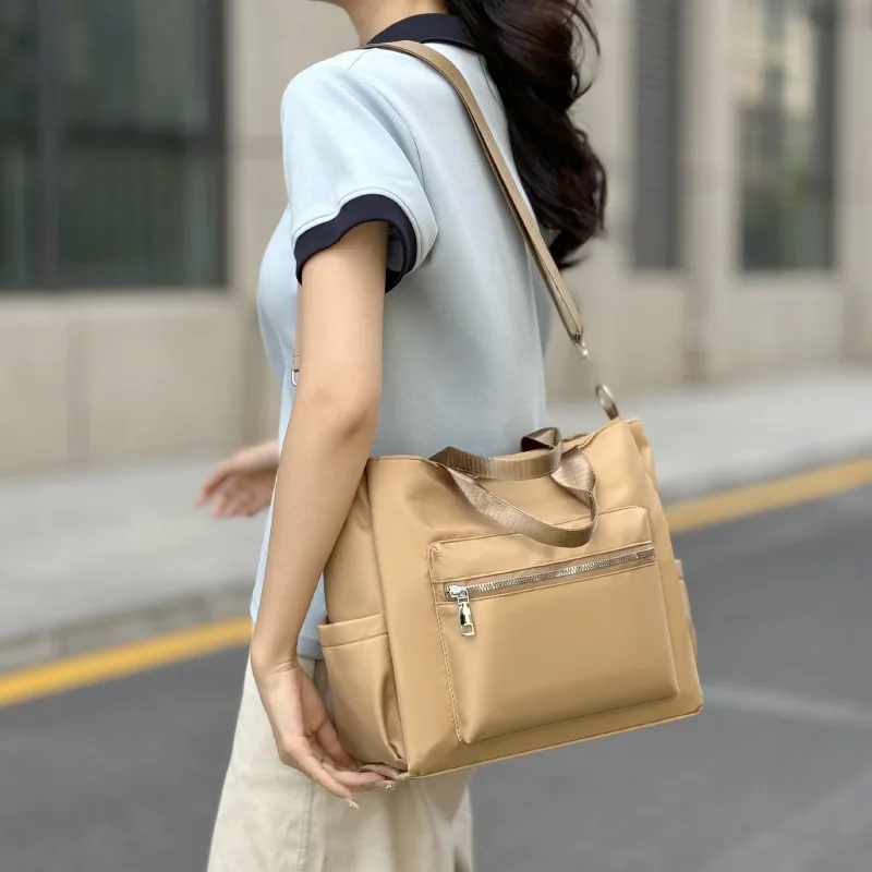 

Women's Lightweight Nylon Bag - Large Capacity Solid Color, Versatile As Shoulder/Tote/Crossbody for Daily Bags for Women