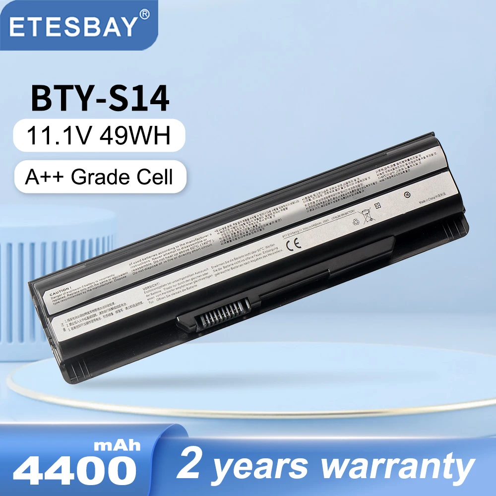 

ETESBAY BTY-S14 Laptop Battery For MSI GE70 GE60 FX720 GE620 GE620DX A6500 CR41 CR61 FR720 CX70 E2MS110W2002 4400mAh/49WH