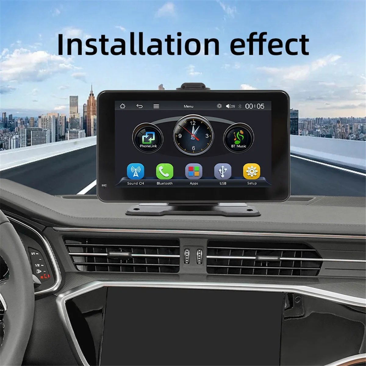 Car 7 Inch Bluetooth Portable Screen GPS Navigation Display Wireless Carplay Android Auto MP5 Player Driving Recorder