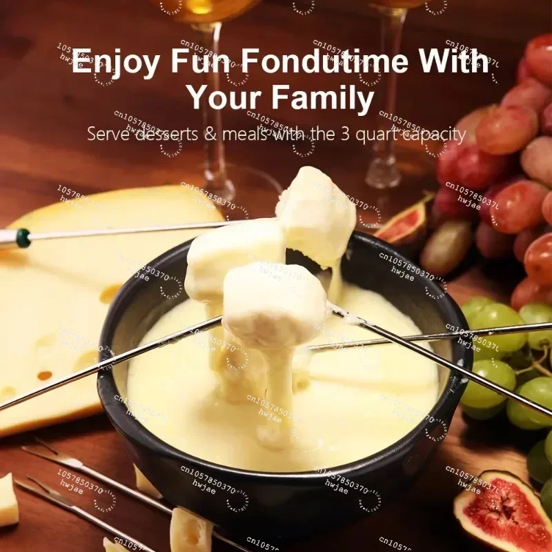 new product 1000W hight power Adjustable Temperature Control cheese chocolate Stainless steel Electric Fondue Pot Set