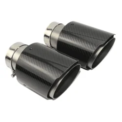 1 Pcs Universal Car Carbon Fibre Tail Throat Stainless Steel Sand Blast Twill Glossy Muffler Exhaust Nozzle Tip