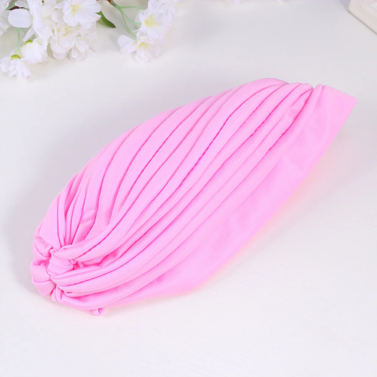 

5 Pcs Chemotherapy Hat Twisted Elastic Headgear Arab Cross Turban Cap Solid Color Headscarf