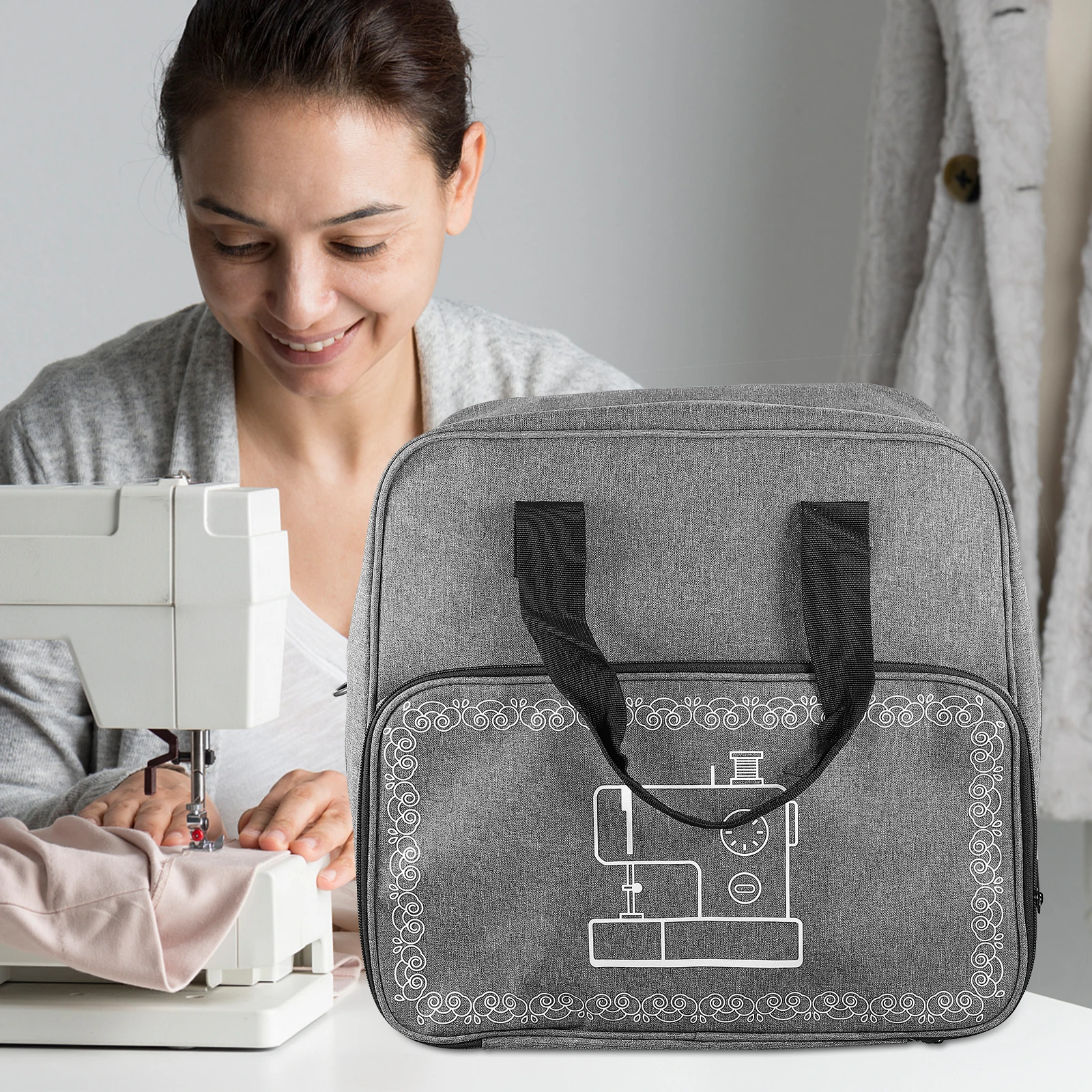 

Sewing Machine Storage Bag Large Capacity Oxford Cloth Carrying Case Portable Travel Tote Bag with Handle Sewing Machine Case