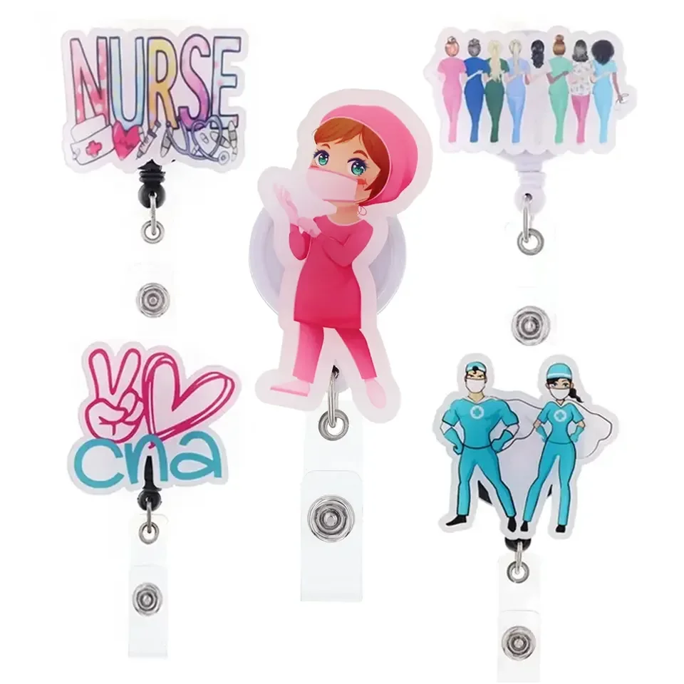 Medical Supply Acrylic Retractable Nurse Doctor Badge Reel CNA Badge Accessories Name Badge Holder