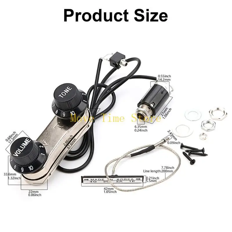 92ME PEPS PEPS Hole Reamer for Violin Accessory Guitar Violin Simple Pickup Piezo Transducer Bridge with Tone Knobs Control
