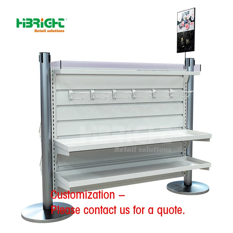 custom.Durable Double-Sided Easy-to-Assemble Space Saving Powder Coated In-Queue Merchandising System Supermarket Rack