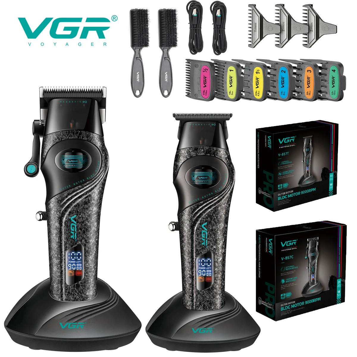 VGR Haarschneider Professionelle Haarschneider Maschine 9000 U/min Haarschneider Elektrische Trimmer Wiederaufladbare Haarschneider für Männer V-857