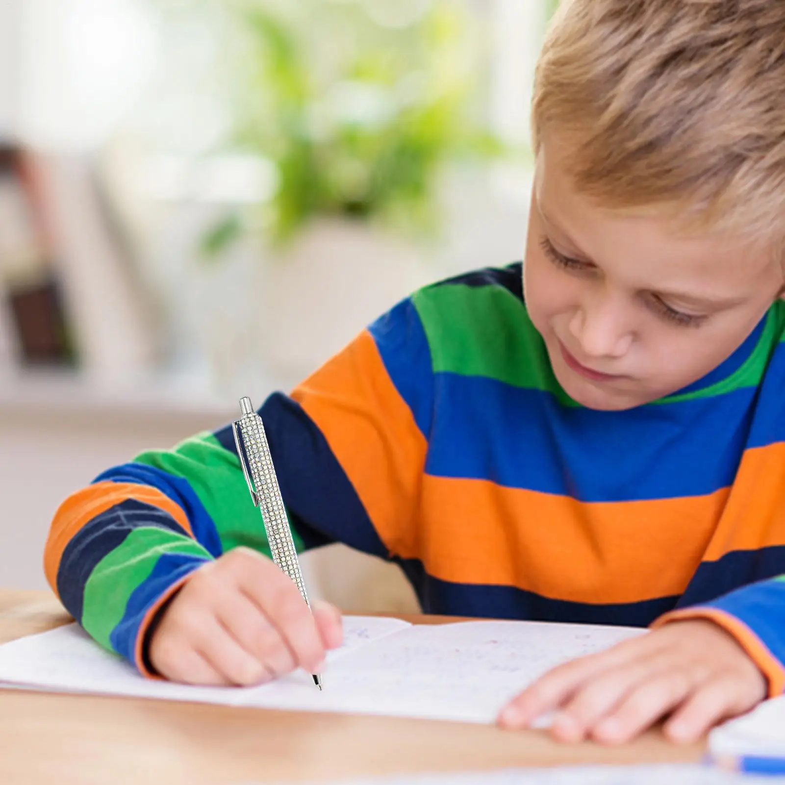 Caneta esferográfica pérola strass caneta esferográfica tinta retrátil strass luxo bonito rosa ouro metal papelaria