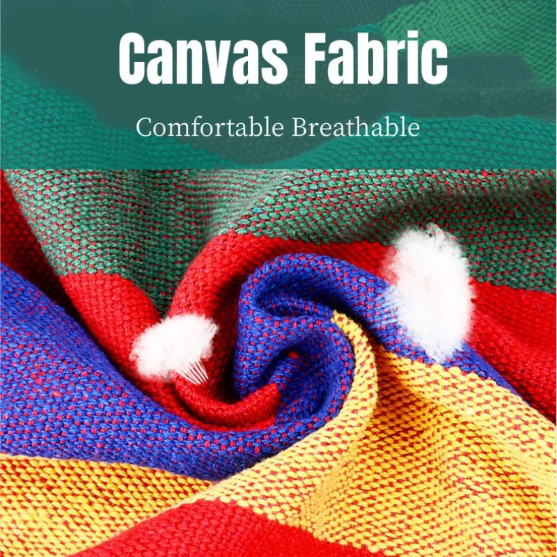 Boho Canvas Hammock Outdoor Furniture Camping Hammock Chair for Garden Patio Camp Stripe Portable Travel Swing Chair Hanging Bed