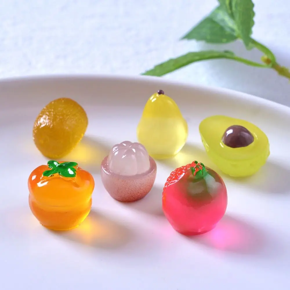 Cute Simulation Luminous Fruit Mini Realistic Artificial Fruits DIY Decor Handicrafts Fruit Figurines Miniatures