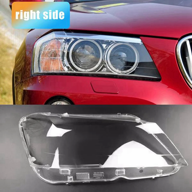 1Pair Car Front Headlight Lens Cover For BMW X3 F25 2010 2011 2012 2013 Transparent Lampshade Glass Shell Masks