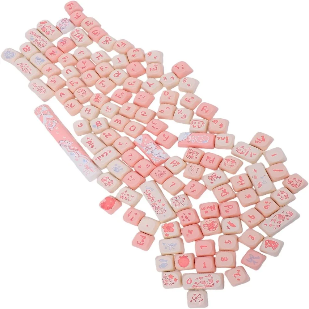 PBT PBT Keycaps Set Cat Theme Keycaps for 6.25u Spacebar Fits 61/64/68/82/84/87/96/98/100/104/108‑Key Mechanical Keyboards