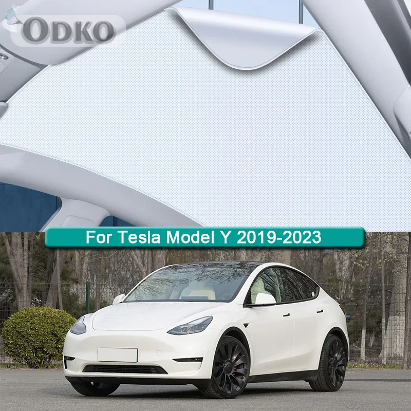 

Roof Sunshade For Tesla Model Y 2019-2021 2022 2023 Car Electrostatic Adsorption Sunroof Sunshade Skylight Blind Shading Sticker