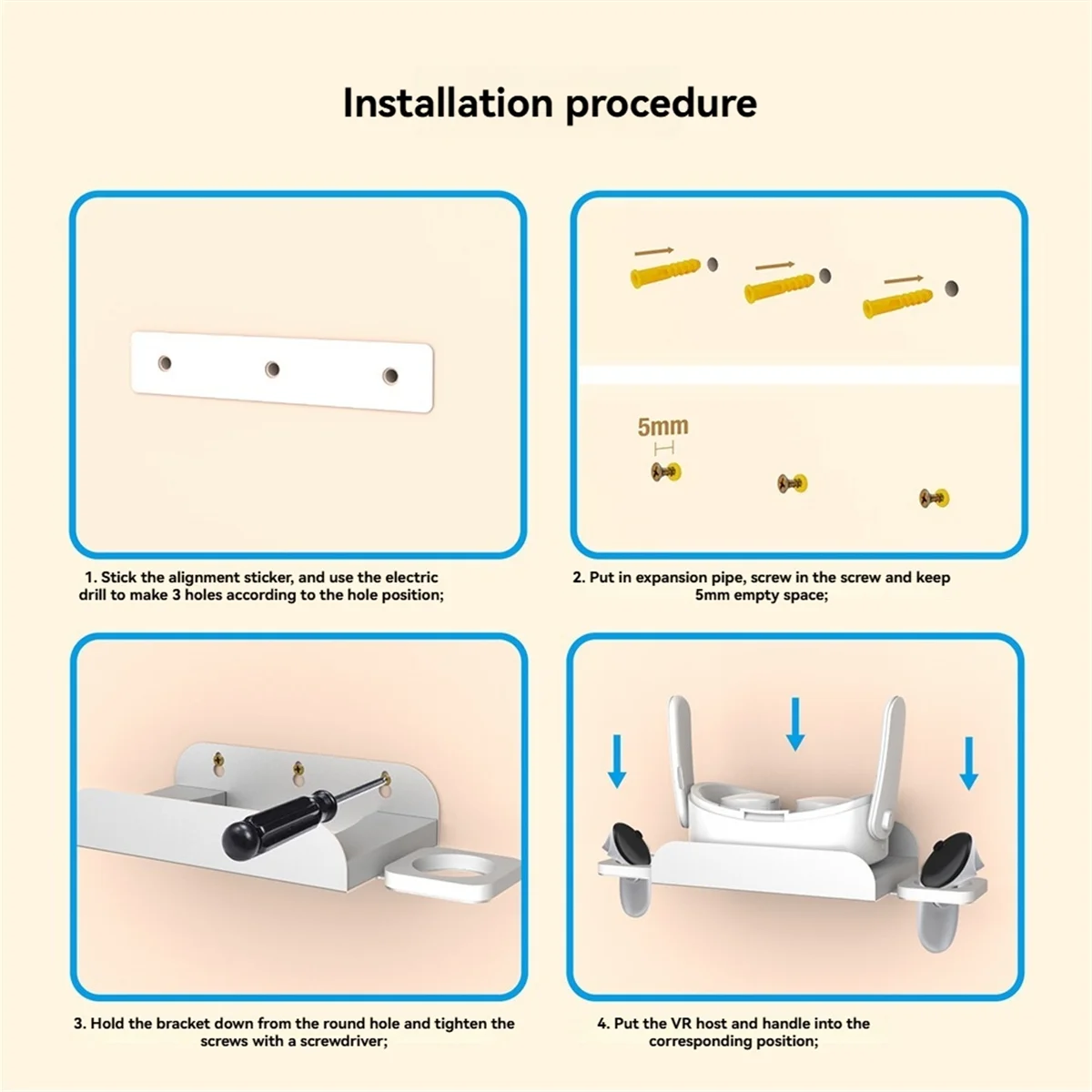 

B47C Настенный держатель VR для Meta Quest 3S — стальной крючок для хранения гарнитуры и контроллеров, аксессуары для Meta Quest 3