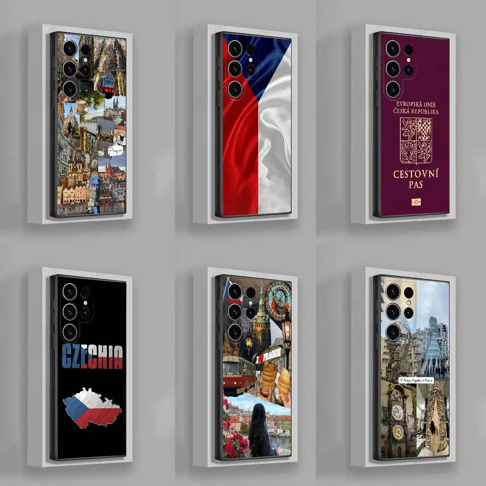 

Czechia Prague Czech Republic Passport Flag Phone Case For Samsung S25,S24,S21,S22,S23,S30,Ultra,S20,Plus,Fe,Lite,5G Black Cover