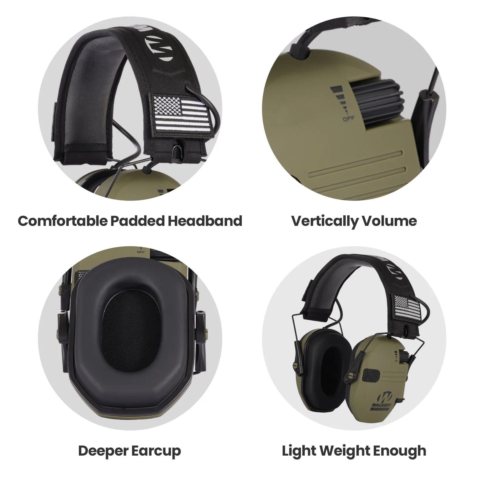 Headphone elektronik pelindung untuk menembak, headphone elektronik Anti kebisingan pelindung pendengaran berburu penutup telinga dengan pengurang kebisingan NRR23db