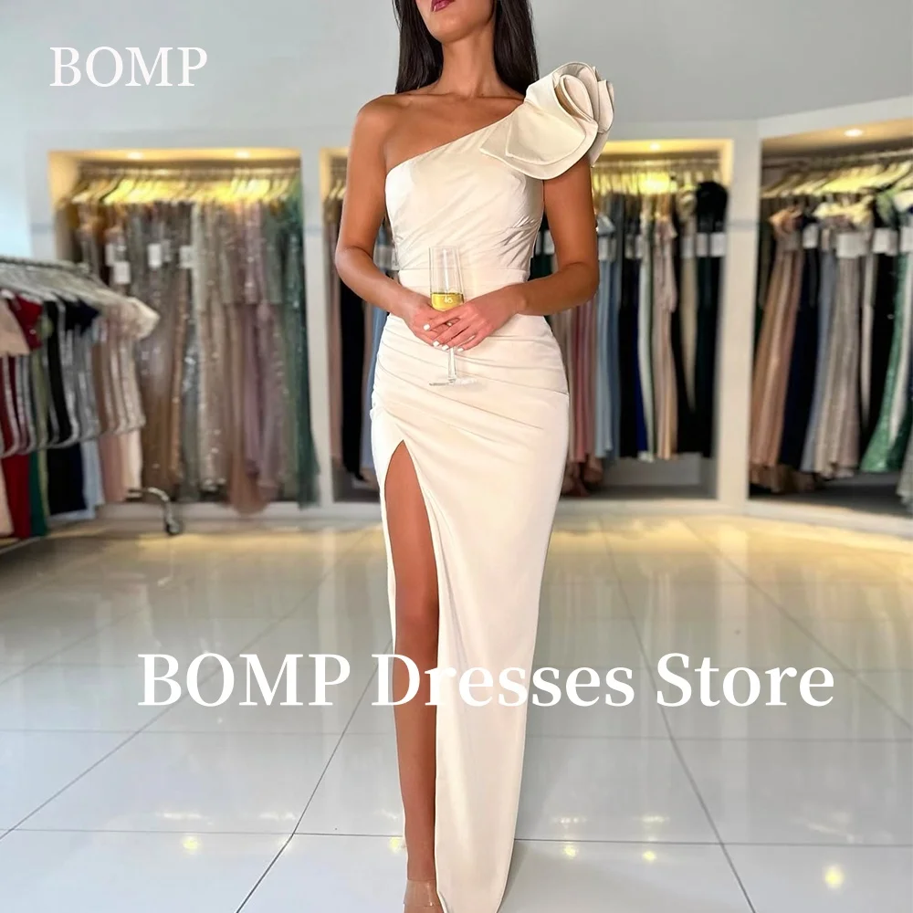 

BOMP Elegant Evening Dresses One Shoulder Side High Slit Pleat Formal Occasion Dress Party Prom Gown Customized Saudi Arabric