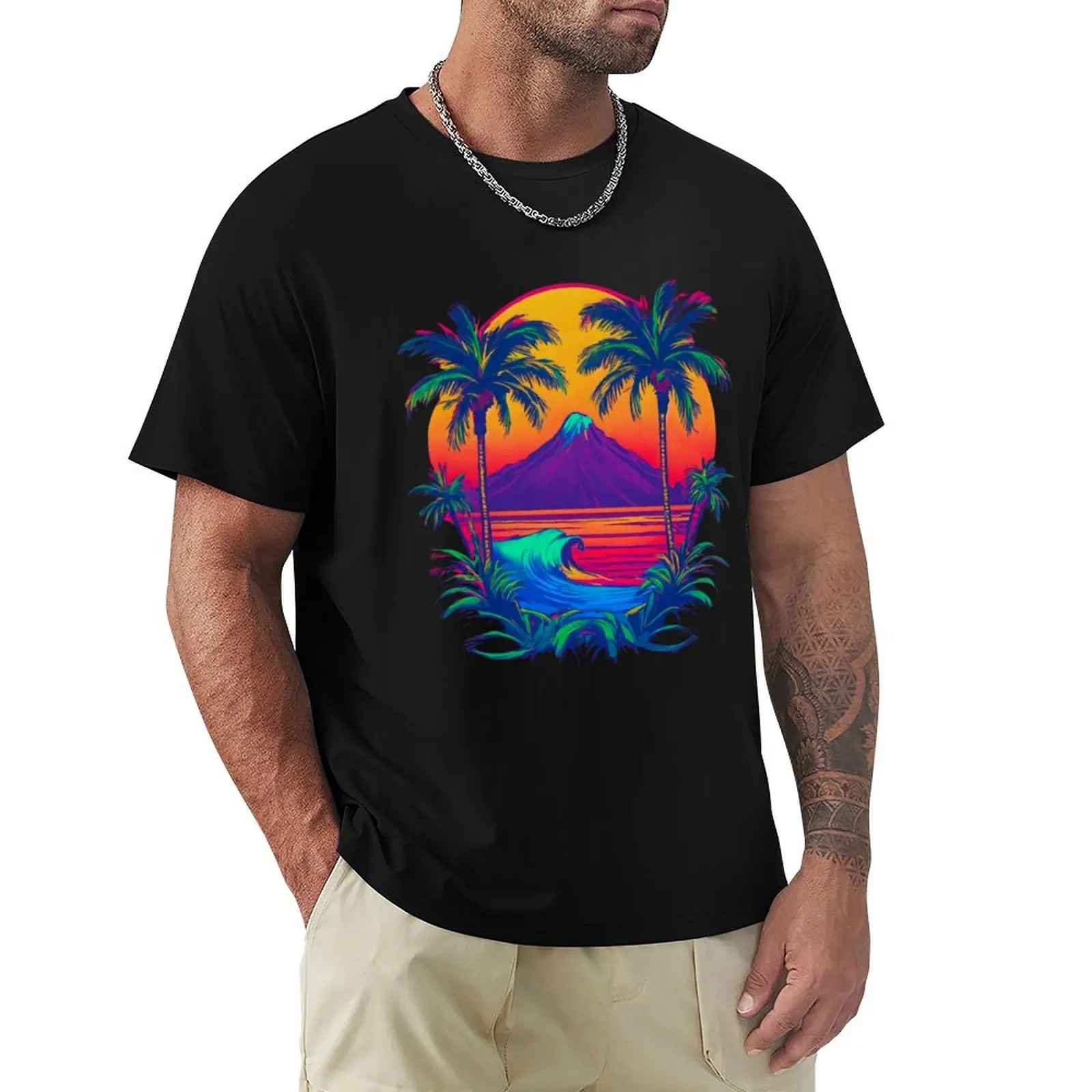 Tropical Tranquility palm leaves, tropical, summer, tropical leaves, T-Shirt Durable Work Wear T-Shirt