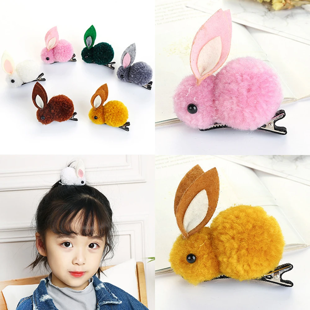 

Korea Plush Rabbit Headdress Baby Girls Cute Bunny Hair Clips Women Hairpins Rabbit Headdress Parent-child Hair Clib