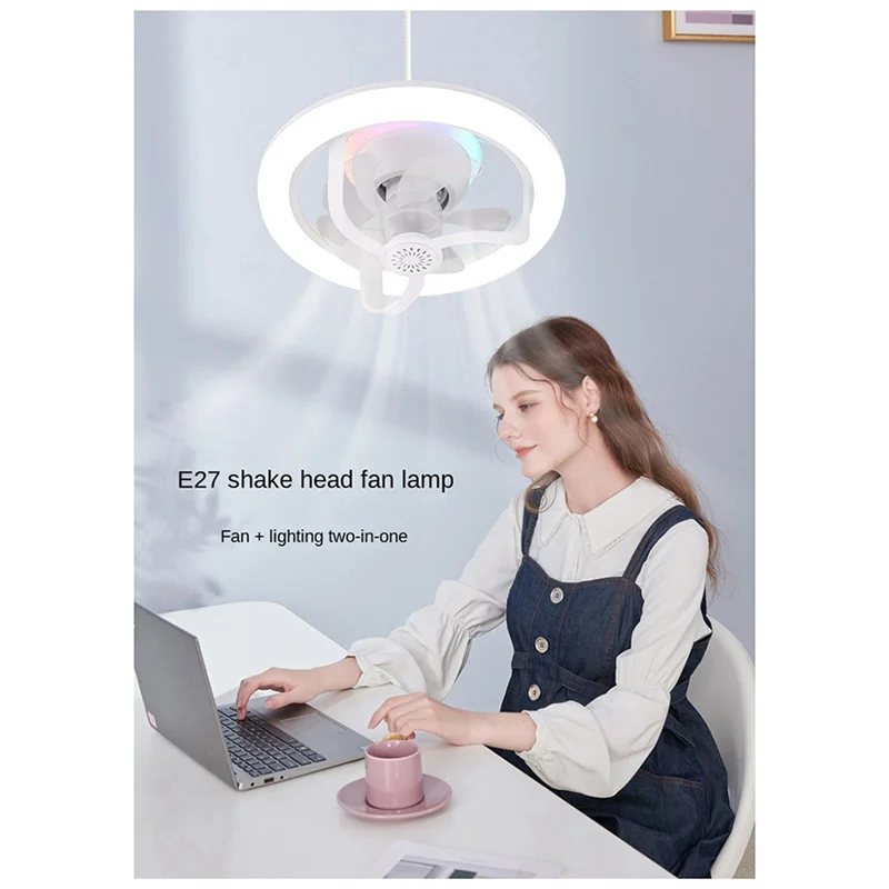 

360 ° Вращающийся потолочный вентилятор E27 Интеллектуальный вентилятор с дистанционным управлением Светодиодный вентилятор для гостиной Спальня Топ 50 Вт