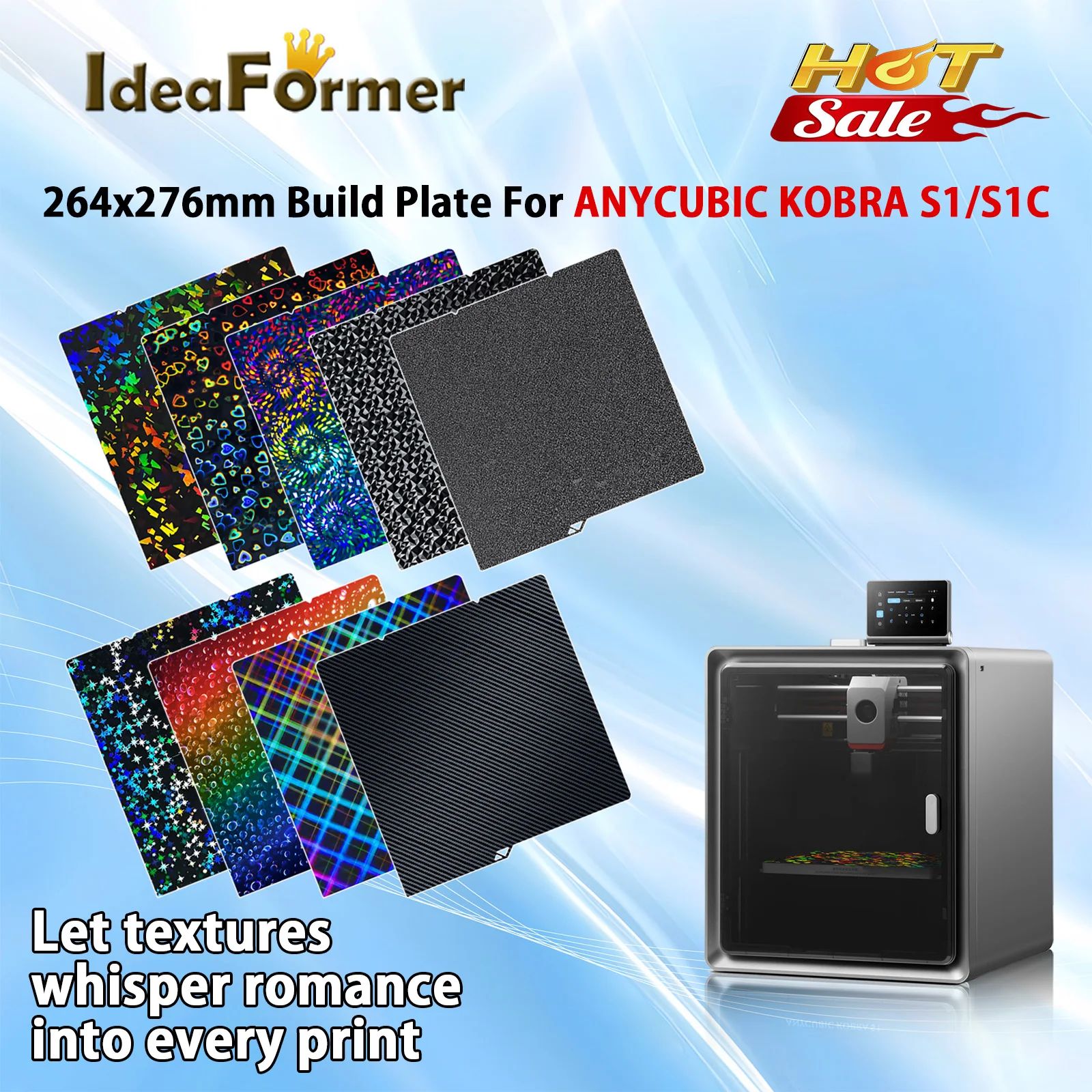 

Kobra S1/S1 Combo Build Plate 264x276mm Double Side PEO PET PEI PEY ‌Color-shifting Plate For Anycubic Kobra S1 Accessory 3D