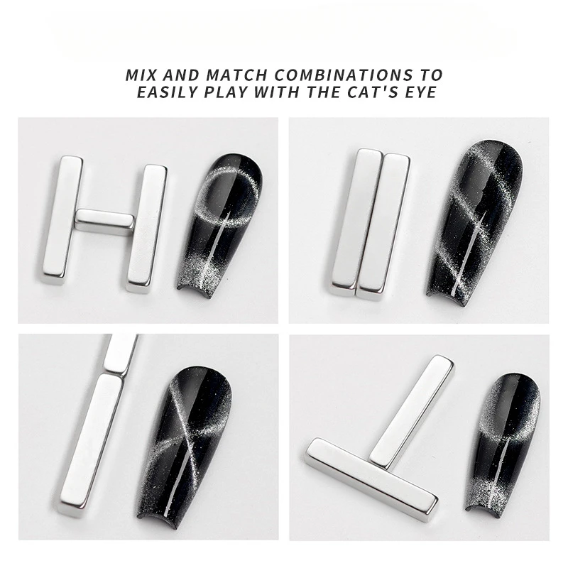 4Pcs/kit Dual Sides Square Strong Magical Magnet Sticker For Cat Eye Gel Polish Strip/S/Curve/Spread out Pattern Nail Art Tools