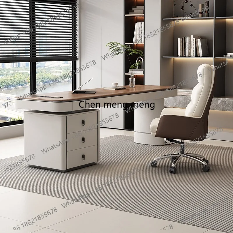 

Solid wood desk Italian minimalist study computer desk high-end home modern minimalist light luxury desk