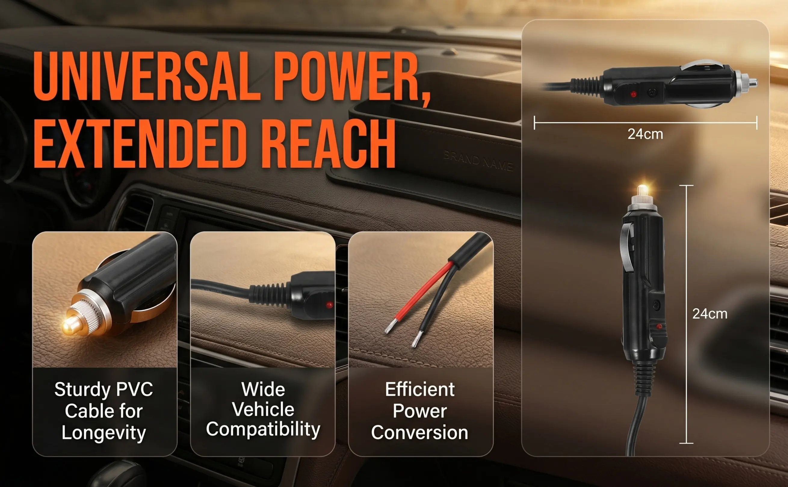 Car Cigarette Lighter Extension Cord Compatible with Most Models Portable Lightweight DIY Installation Vehicle Power Cable