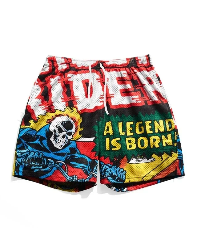 Adult and Children's Retro Trendy Comic-style Sports Shorts with A Nostalgic Vibe, Making Your Outfit Full of Storytelling.