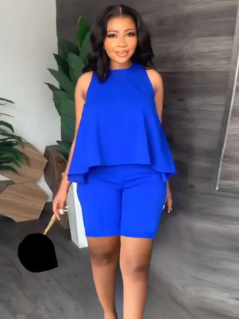 

GUWU Flare, свободный топ на бретелях и шорты, модный женский комплект, летний уличный спортивный костюм, комплект из двух предметов, спортивный костюм