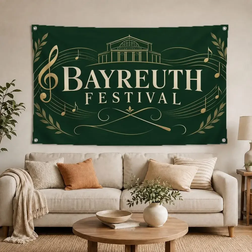 Bayreuth Golden Opera Music Celebration Flags Polyester Digital Printing Banner for Wall Art Out Door Decoration