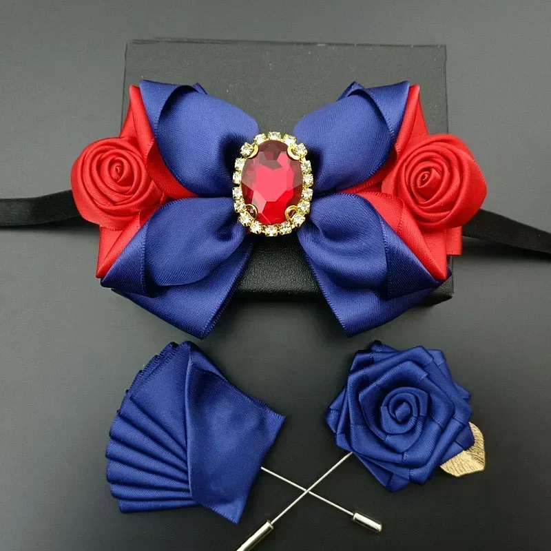 Men\'s Wedding Bow Ties Corsage Sets French British Dress Shirt Accessories Original Design Handmade Jewelry Gifts Bowtie Brooch