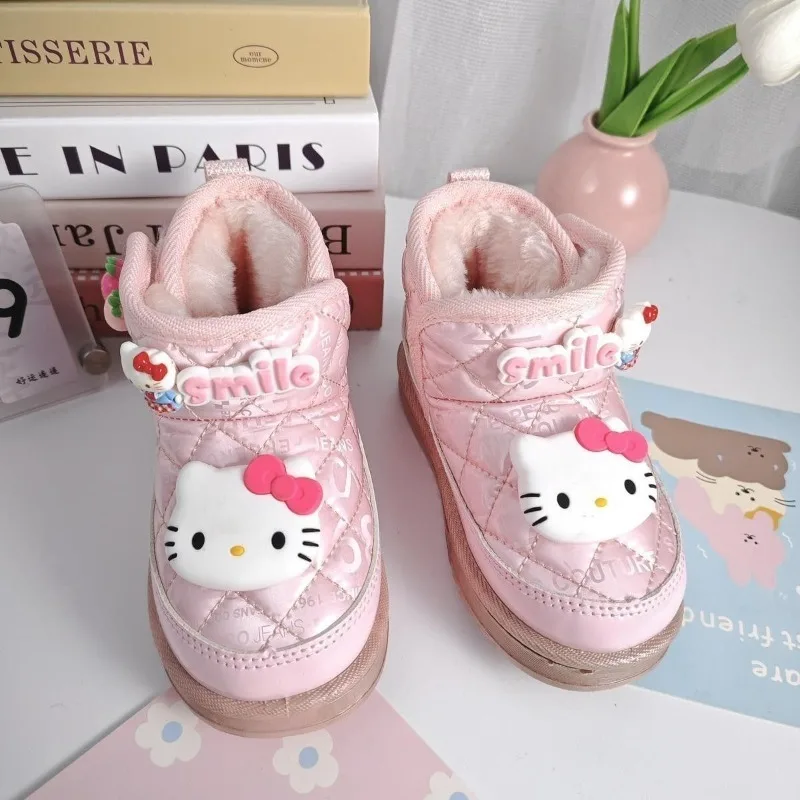 

Girly Heart Hello Kitty Anime Kawaii Sanrio Snow Boots Cutecartoon Leather Surface Shoes Fashion Princess Gifts for Girls