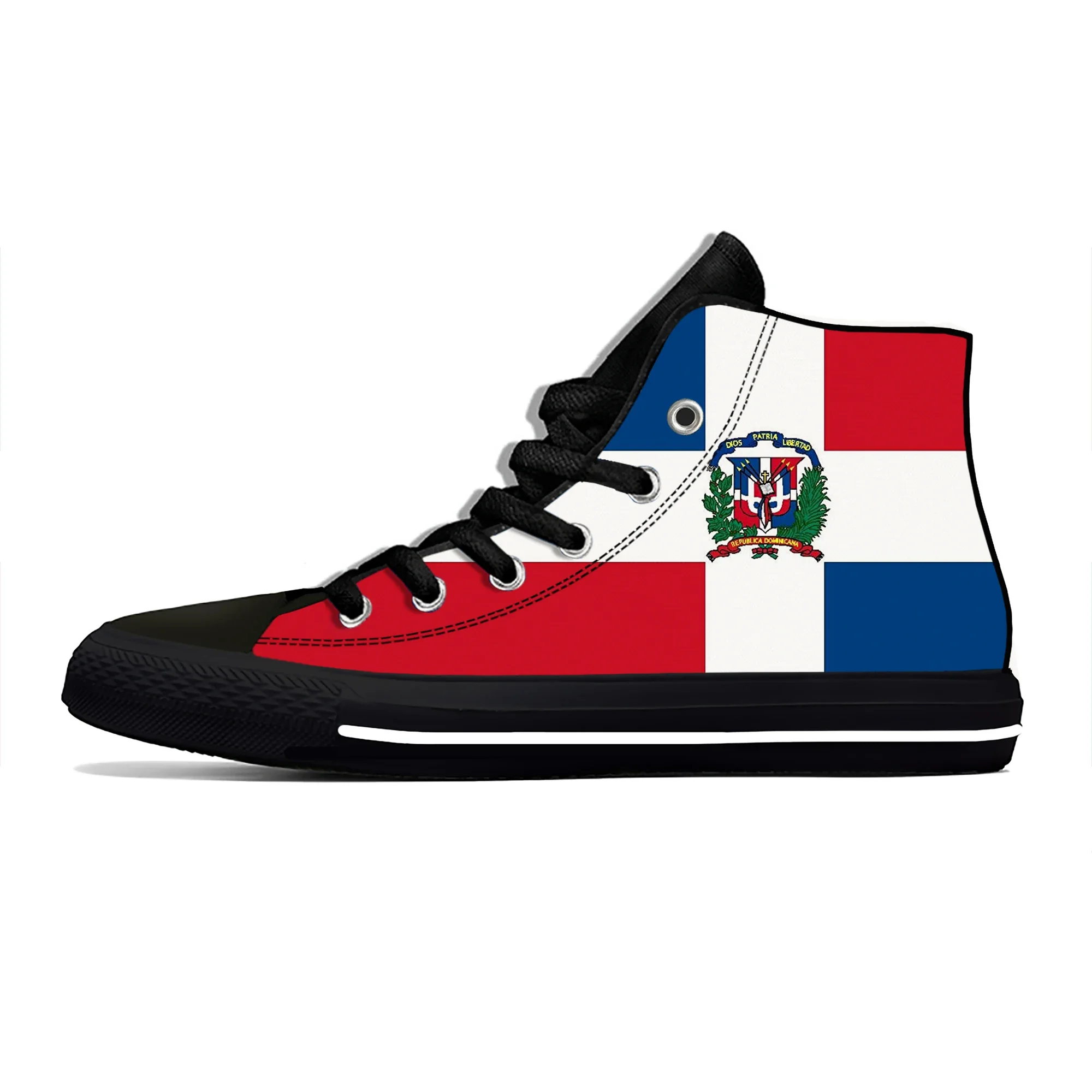 Dominican Republic Pride Flag Patriotic Fashion Casual Cloth Shoes High Top Lightweight Breathable 3D Print Men Women Sneakers