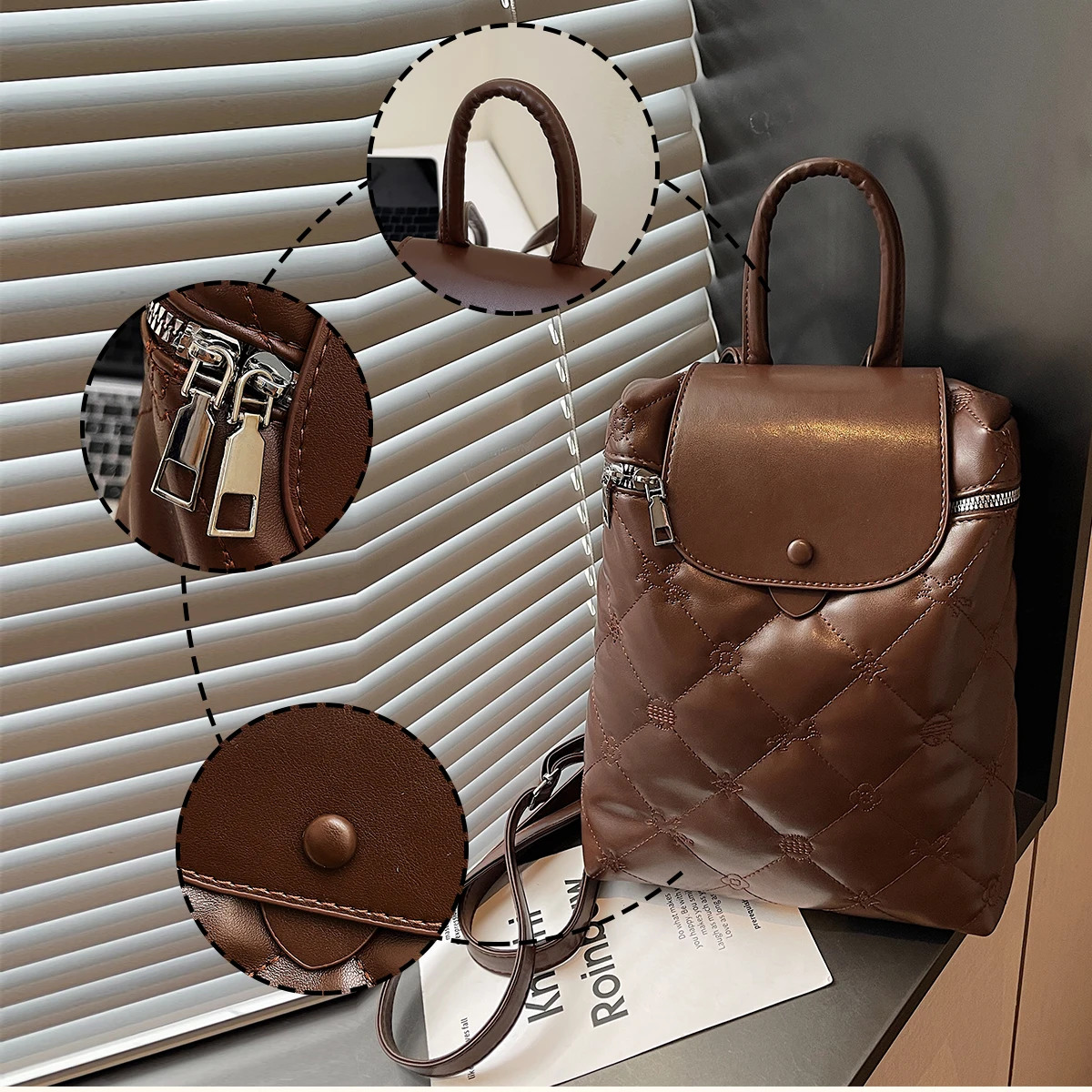 حقيبة ظهر نسائية كاجوال للركاب حقيبة كمبيوتر لوحي للنساء 2025 متعددة الاستخدامات من جلد البولي يوريثان بسعة كبيرة حقيبة ظهر للسفر للتسوق والمشي لمسافات طويلة والنزهات