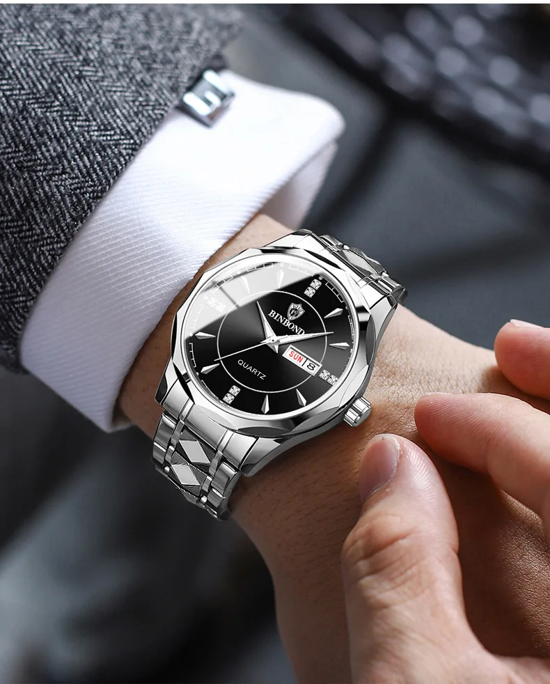 UTHAI CQ245 Fashion Trend Men watch Waterproof Tungsten Steel Calendar Quartz Watch Business Clock Gift，watches for man