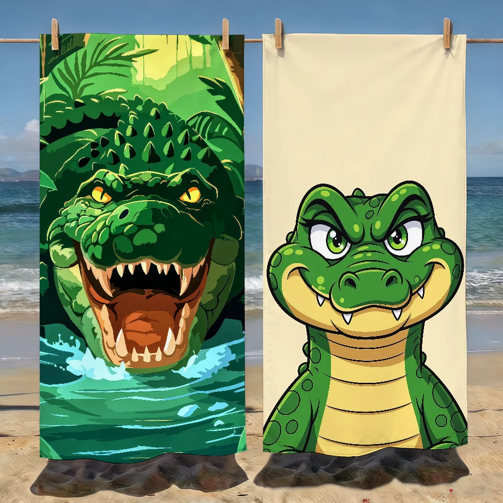 Cartoon Crocodile Cute Art Towel Soft Pool Gift For Travel Gym Shower Camping Quick Dry Sports Beach Towels