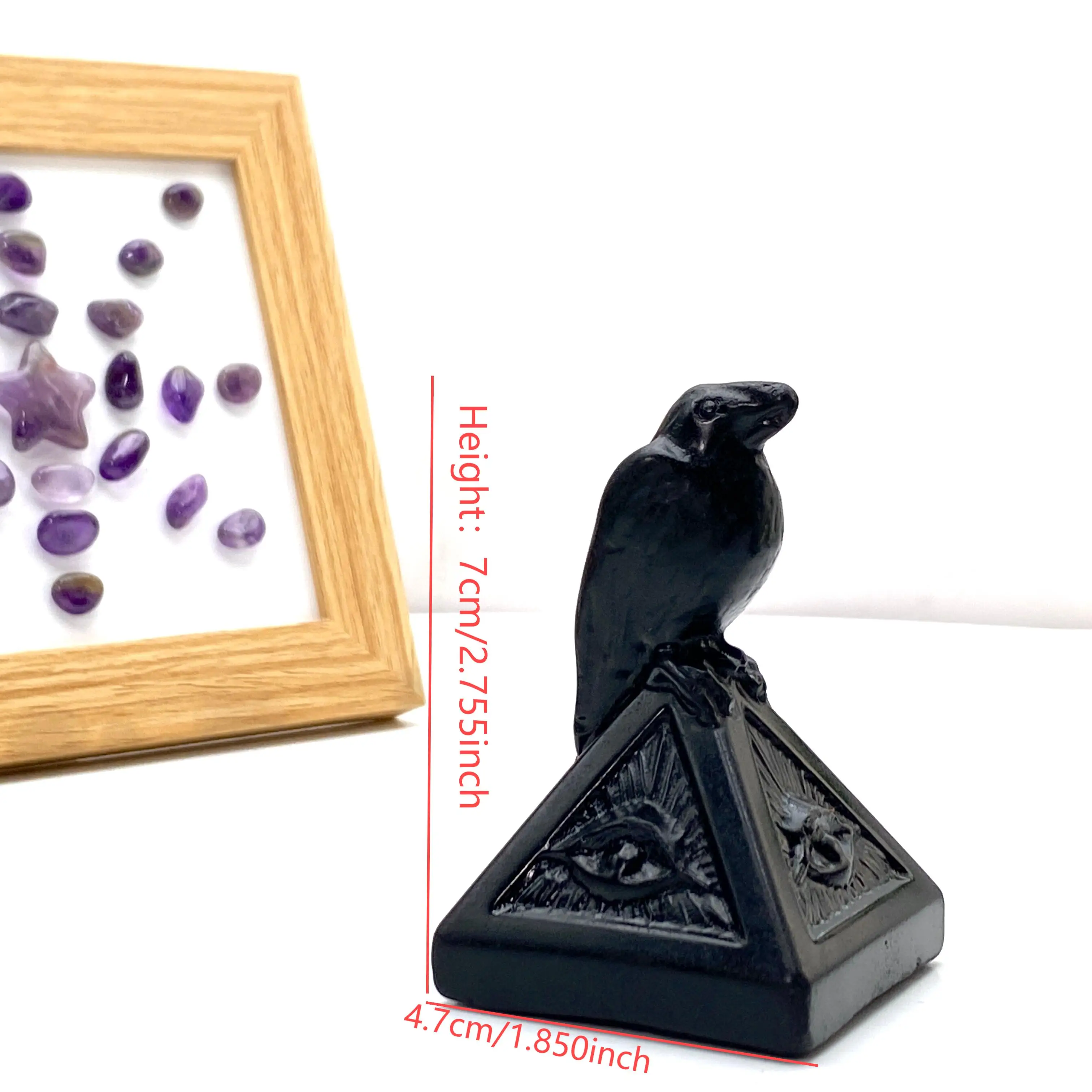 1 قطعة الهرم سبج مع عين بروفيدنس وتماثيل الغراب ، مثالية للهالوين ، عيد الفصح ، لهجة ديكور المنزل ، ديكور غامض