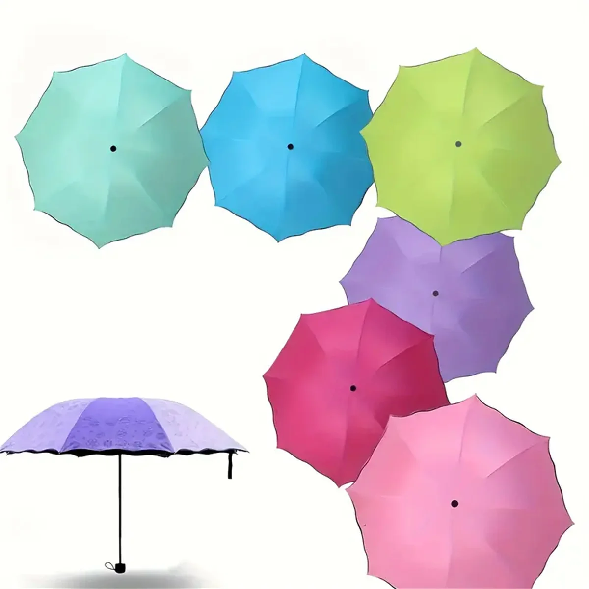 1 piece of manual 8-rib personality umbrella that blooms when exposed to water, sun-proof and rain-proof, portable and compact u