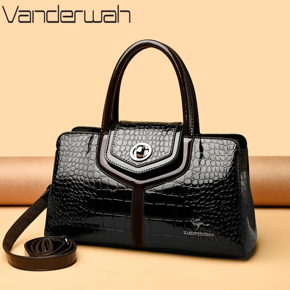 Genuine Brand Patent Leather Tote Bag Alligator Shoulder Bags for Women Designer HIgh Quality Handbags Female Crossbody Sac 2026