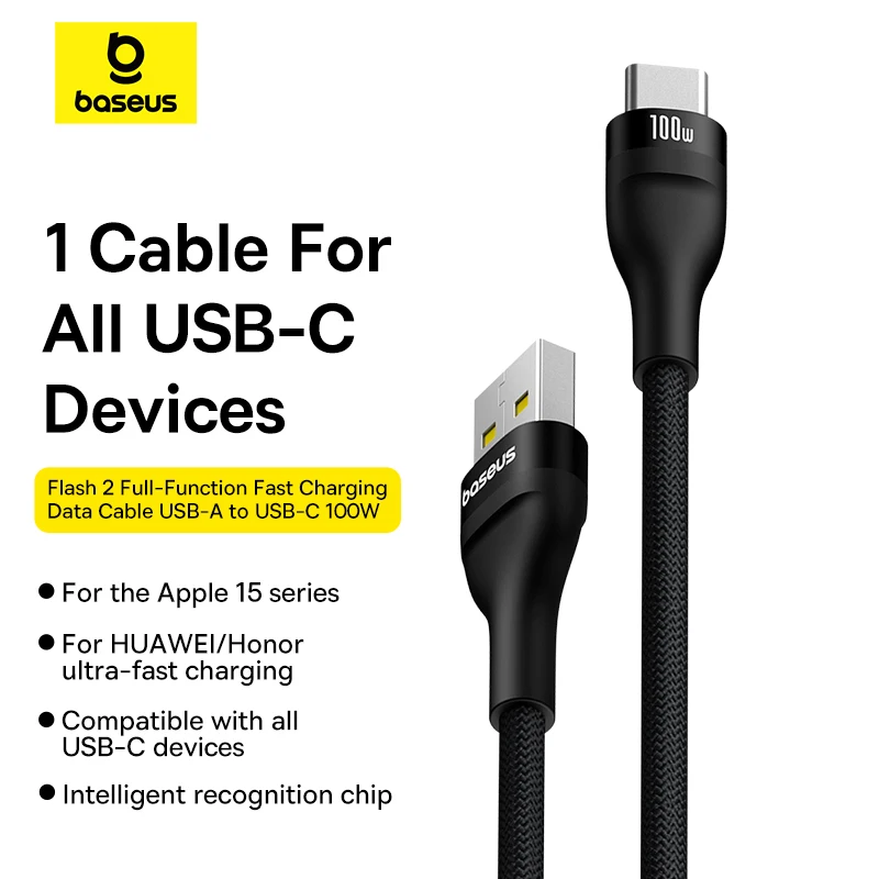 Baseus USB C타입 고속 충전 케이블, 아이폰 15/15 Pus, 15 Pro, 15 Pro Max, 화웨이 아너 데이터 코드, 삼성 원플러스용